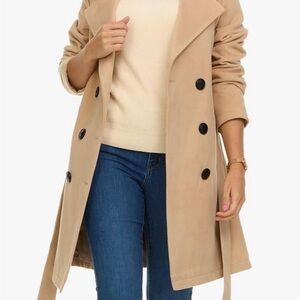 Steve Madden Beige Trench Coat with Black Buttons